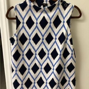 Sleeveless striking neckline with blues diamond pattern by Talbots